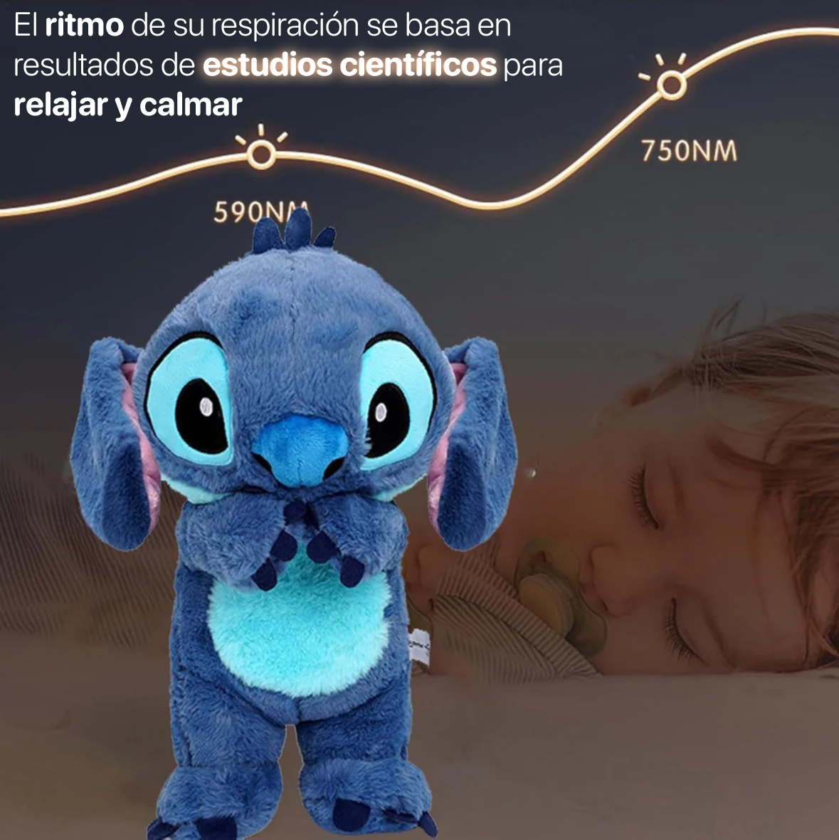 Stitch Peluche Calmante con luz y sonido-El mejor regalo para esta navidad