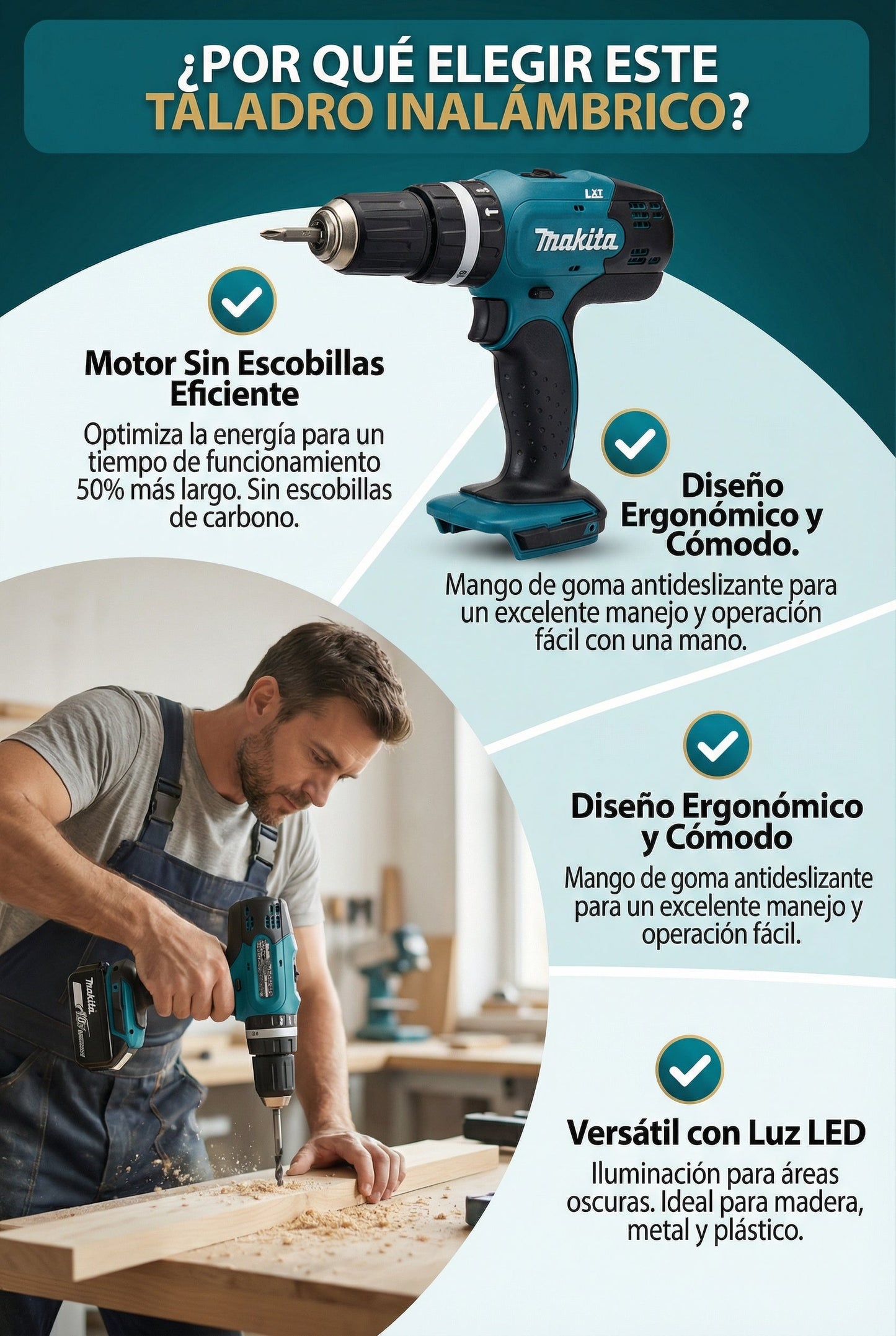 Taladro Portátil Makita Fácil y Potente